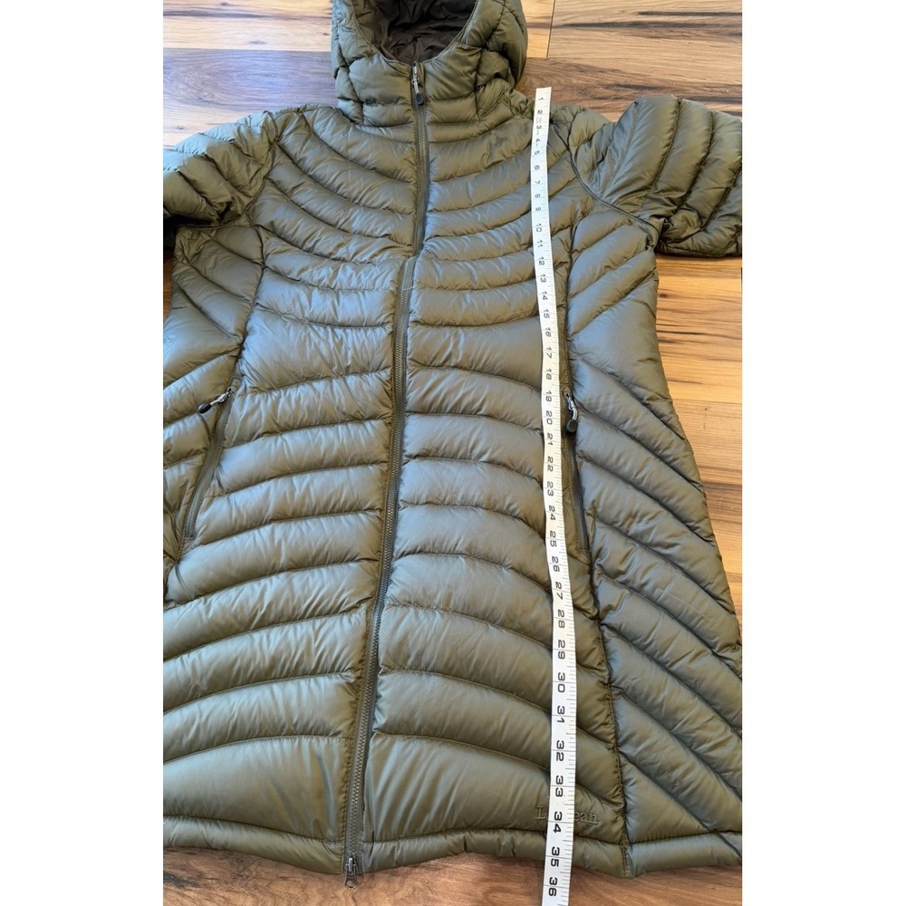 L.L.Bean 850 DownTek Hooded Puffer Coat Womens XL Long Olive Jacket - Picture 10 of 11